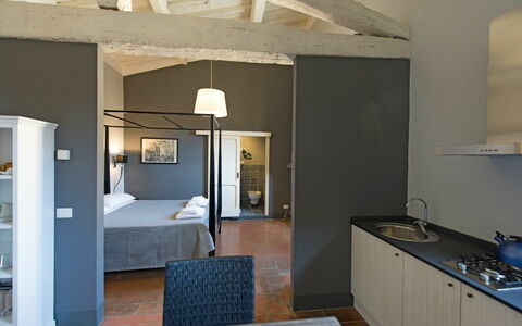 Semesterboende Montegufoni 22: Kök, Lunchrum, Vardagsrum