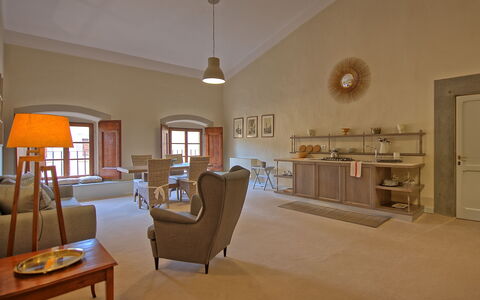 Semesterboende Montegufoni 27: Kök, Lunchrum, Vardagsrum