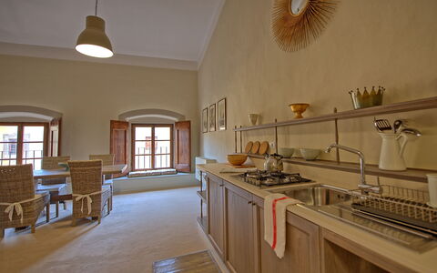 Semesterboende Montegufoni 27: Kök, Lunchrum, Vardagsrum
