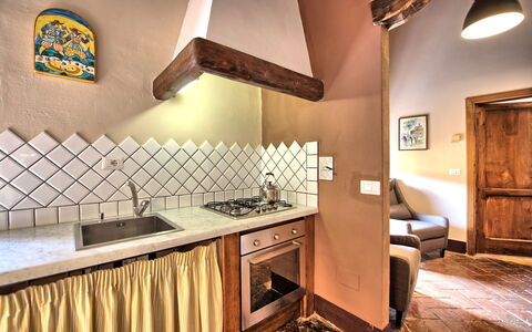 Semesterboende Montegufoni 19b: Kök, Lunchrum, Vardagsrum