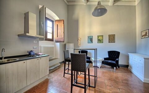 Semesterboende Montegufoni 22: Kök, Lunchrum, Vardagsrum