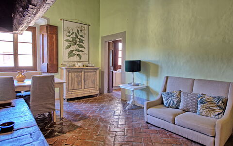 Semesterboende Montegufoni 29: Kök, Lunchrum, Vardagsrum