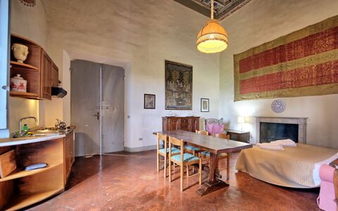 Semesterboende Fattoressa: Kök, Lunchrum, Vardagsrum