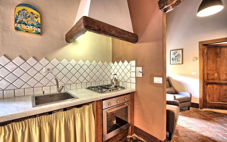 Semesterboende Montegufoni 19b: Kök, Lunchrum, Vardagsrum