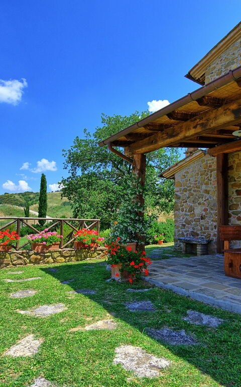 Castelmuzio: Balkong / terrass / uteplats, Trädgård, Utomhus