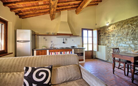 Semesterboende Fornacino 6: Kök, Vardagsrum