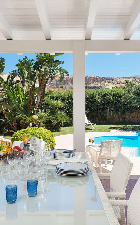 Afrodite: Balkong / terrass / uteplats, slå samman, Sommar, Trädgård, Utomhus