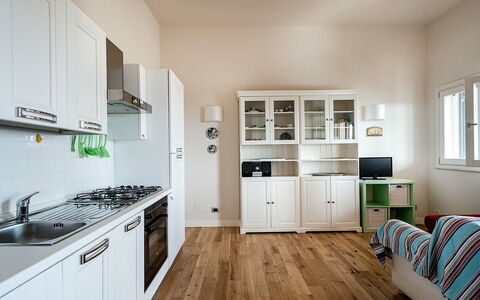 Semesterboende Timone: Kök, Lunchrum, Vardagsrum