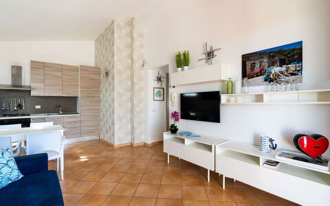 Semesterboende Calantha: Kök, Lunchrum, Vardagsrum