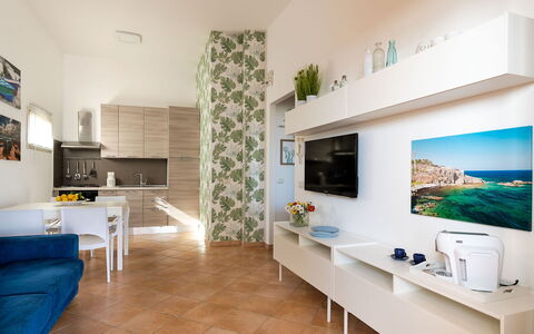 Semesterboende Euthalia: Kök, Lunchrum, Vardagsrum