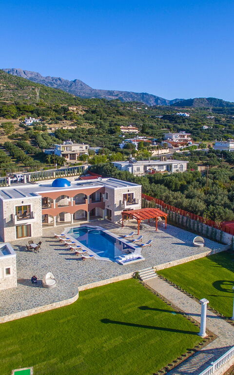 Villa Kalliste: Balkong / terrass / uteplats, Exteriör, slå samman, Trädgård