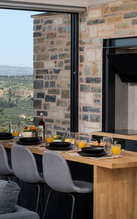 Villa Kallos: Kök, Lunchrum, Vardagsrum