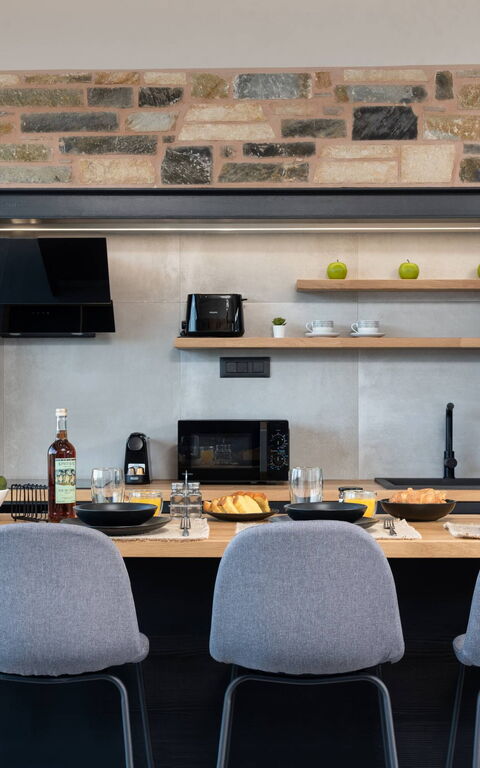 Villa Kallos: Kök, Lunchrum, Vardagsrum