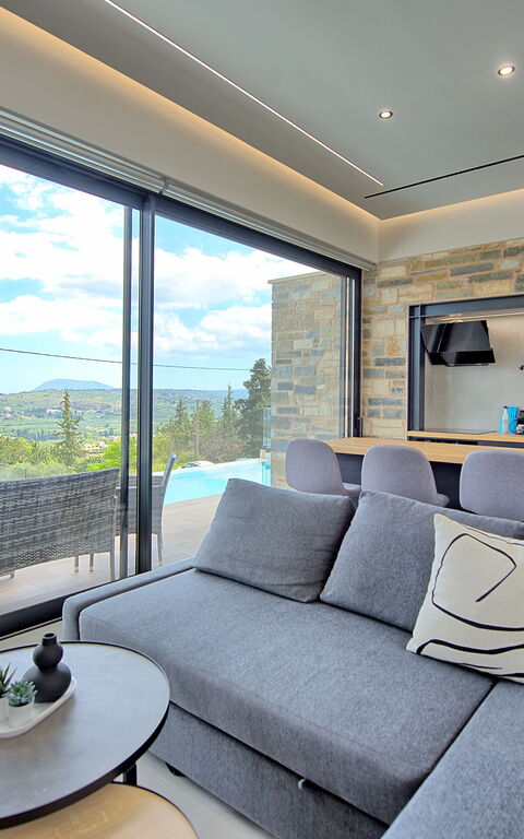 Villa Kallos: Kök, Lunchrum, Vardagsrum