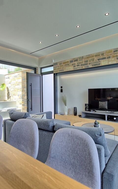 Villa Kallos: Kök, Lunchrum, Vardagsrum