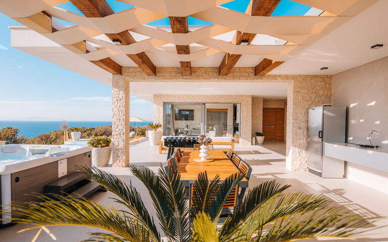 Villa Steropa: badkar, Balkong / terrass / uteplats, Exteriör, slå samman, Utomhus