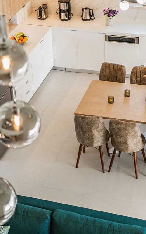 Villa Orientem Bis: Kök, Lunchrum, Vardagsrum