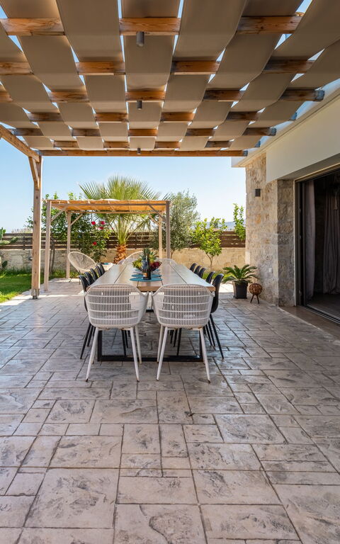 Villa Olympia: Balkong / terrass / uteplats, Exteriör, Trädgård, Utomhus