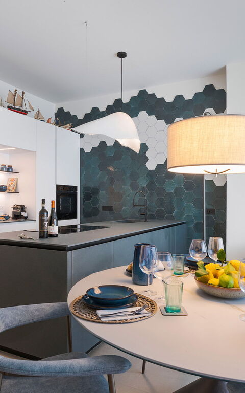 La Prua Apartament: Kök, Lunchrum, Vardagsrum