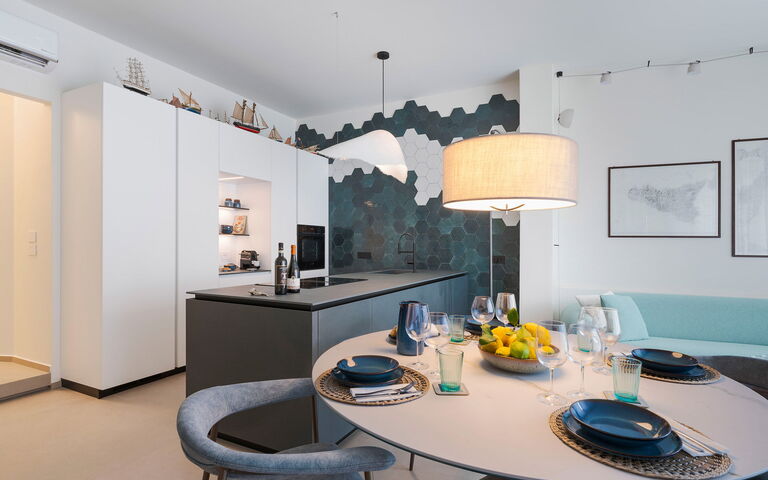 La Prua Apartament: Kök, Lunchrum, Vardagsrum